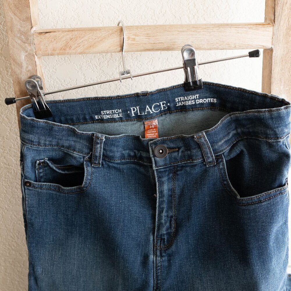 EUC! BUNDLE 2 Pairs Boys Jeans Sz14 Blue Straight Leg Old Navy Childrens Place - Picture 3 of 8